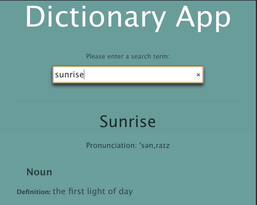 Preview of Dictionary App